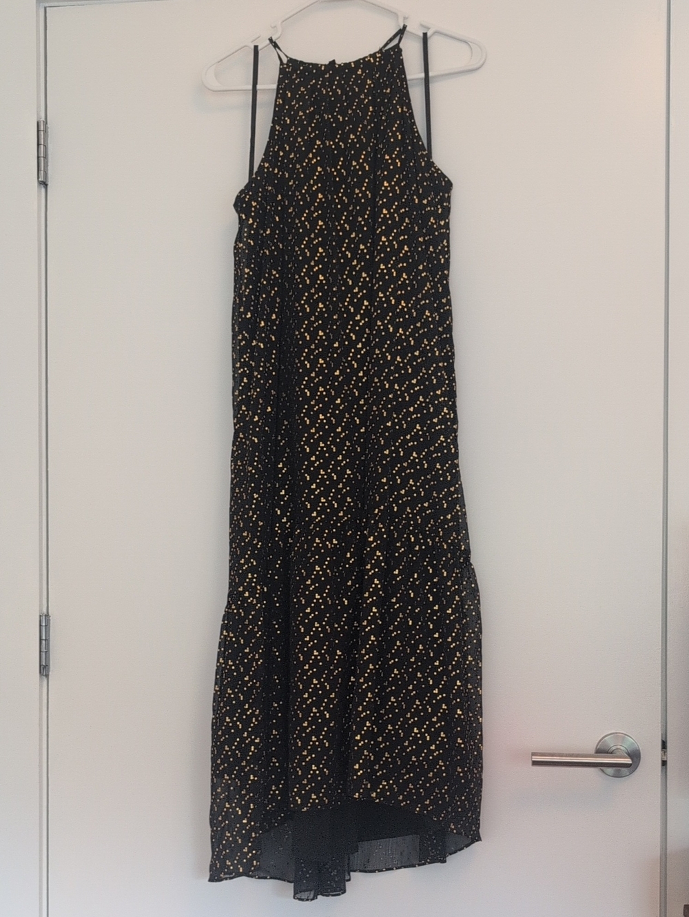 RACHEL Rachel Roy Black Halter Dress with Gold Dot Print